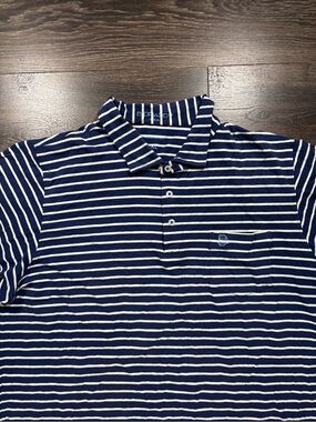 Striped Navy & White Polo Shirt by B Draddy Golf Prep Men’s XL